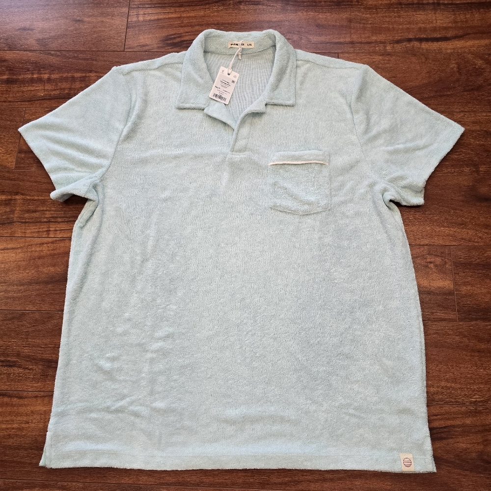 Marine Layer Men's Size L/XL Terry Out Solid Polo Icy Morn NWT